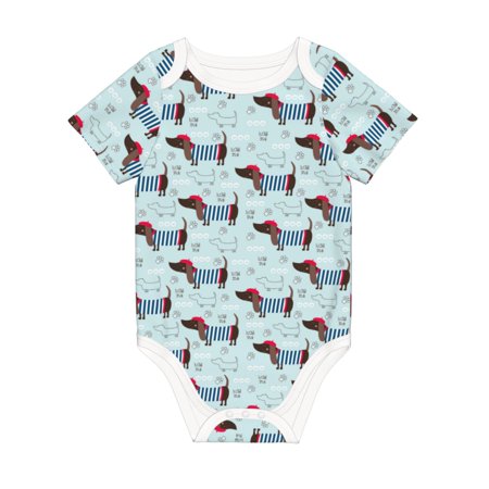 

Matuu Dachshund Dog Puppy for Baby Short-Sleeve Bodysuit Soft Cotton Comfortable and Breathable Perfect for Newborns and Infants