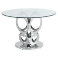 thumbnail image 3 of Silver Stainless Steel 5 Piece Dining Set with Round Clear Glass Table, 3 of 4