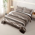 thumbnail image 3 of jejeloiu Earthy Striped Twin Quilt Set,Neutral Print Twin Coverlet Set For Boys,Brown Beige,2 Pieces, 3 of 6