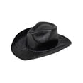 thumbnail image 1 of Cowboy Party Hat Light up Holographic Rave Caps Funny Hats Sparkly Glitter Space Black, 1 of 9