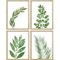 thumbnail image 3 of PixonSign 4 PCS Framed Wall Art Set Dark Green Pastel Palm Leaf Prints Variety Nature Wilderness Plant Art Floral Botanical Tree Vine Leaves Posters Modern Artwork Wall Décor - 12"x16" Natural, 3 of 5