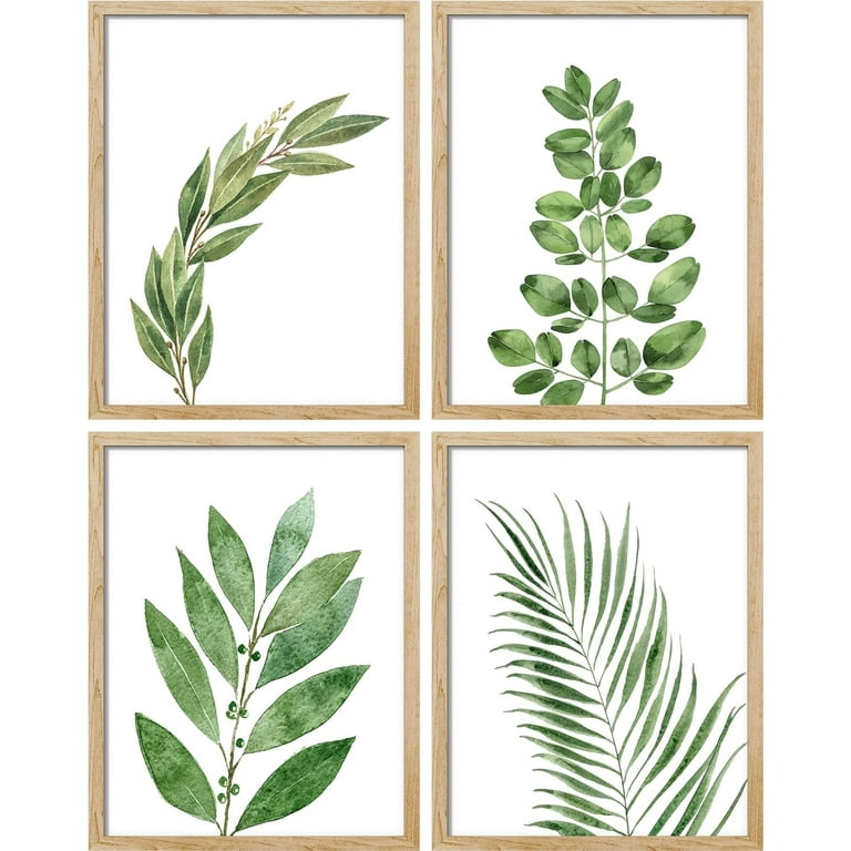 PixonSign 4 PCS Framed Wall Art Set Dark Green Pastel Palm Leaf Prints Variety Nature Wilderness Plant Art Floral Botanical Tree Vine Leaves Posters Modern Artwork Wall Décor - 11 pixonsign-4-pcs-framed-wall-art-set-dark-green-pastel-palm-leaf-prints-variety-nature-wilderness-plant-art-floral-botanical-tree-vine-leaves-posters-modern-artwork-wall-d-cor-11-x14-natural