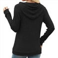 thumbnail image 4 of Sudadera con Capucha de Moda para Mujer, de Larga y Cuello en V, Informal, para Otoño e Invierno. Negro L, 4 of 6