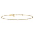 thumbnail image 3 of 14k Two-tone Anklet 9 inch mm Ropa Mirror Bead 9in Plus 1in Ext., 3 of 7