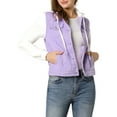 thumbnail image 4 of Allegra K Women's Denim Jacket Button Down Long Sleeve Drawstring Hood Jean Jackets, 4 of 6