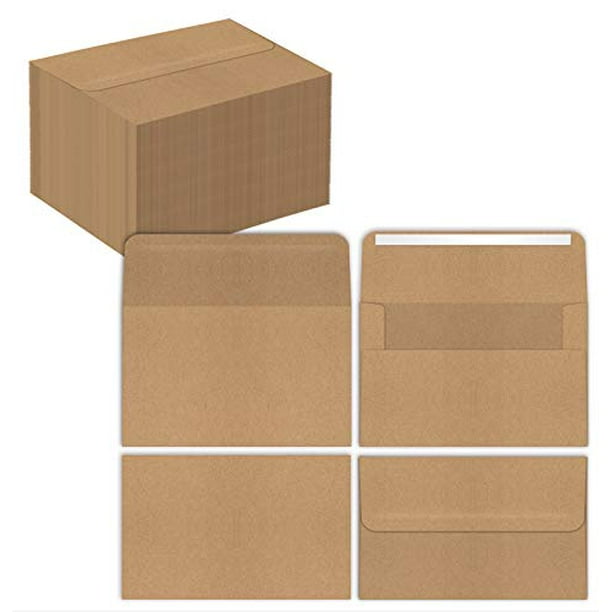Size Kraft Invitation Envelopes 100 Pack Strong Bond Paper By Better Office Products Square Flap With Peel Stick Closure Use With 4 X 6 Inch Invitation Cards 100 Pack 4 25 X 6 25 Inch Walmart Com