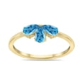 thumbnail image 2 of SZUL Women's Blue Topaz Pear Shape Three Stone Ring in 10K Yellow Gold, 2 of 6