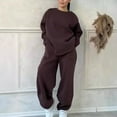 thumbnail image 2 of Hogleaql Womens Sweatsuit 2 Piece Set Long Sleeve Lounge Drawstring Sweatshirt Wide Leg Sweatpants Solid Color Loose Outfits Trendy Winter Matching Sets with Pockets 2025 Coffee XL, 2 of 4