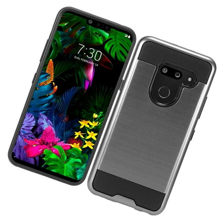LG G8 ThinQ Phone Case Heavy Duty Metallic Brushed Texture Slim Hybrid Shock Proof Dual Layer Armor Defender Protective TPU Rubber Rugged Cover GRAY Thin Case Cell Phone Cover for LG G8 Thinq