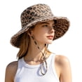 thumbnail image 3 of Shadoumai Womens Sun Hat with Leopard Print,Retro Fringed Edges Packable Cotton Bucket Hat Adjustable Outdoor Peaked Cap, 3 of 6