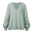 thumbnail image 1 of Jersey De Otoño, Sudadera De Mujer Con Dobladillo Suelto Patrón De Gofres Con Abertura Lateral Para El Hogar ANGGREK Otros, 1 of 6