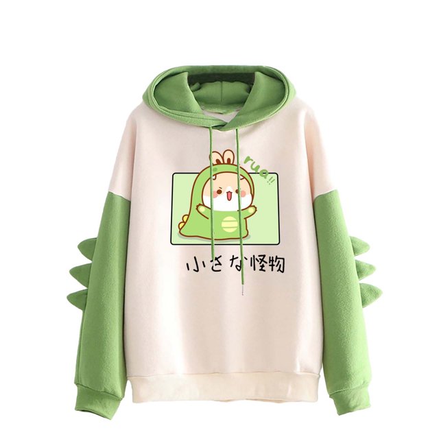 ICHUANYI Clearance Fashion Women Casual Hoodie Print Long Sleeve Kawaii Dinosaur Sweatshirt Tops(Green, XL) ICHUANYI WER2023081204559