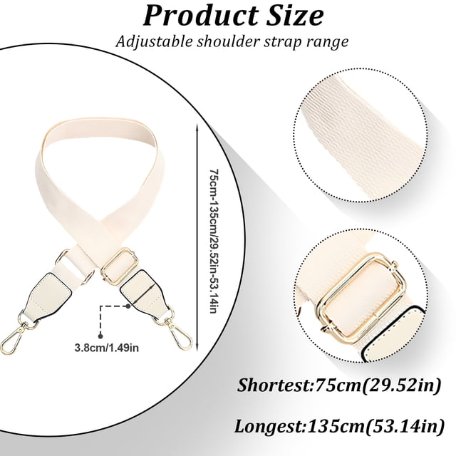 Becaristey Simple Bag Strap Replacement Exquisite Craft And High-end Texture No Loose Thread Shoulder Bag Strap White