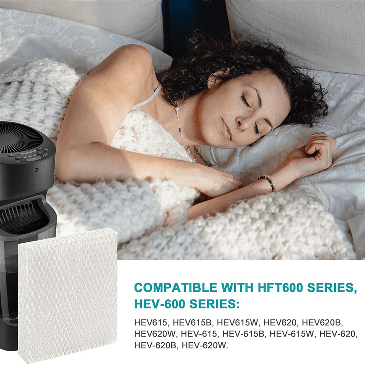 HFT600 Humidifier Wick Filter Replacement for HFT600 Compatible with HEV615 HEV620 HEV615 W, HEV620, HEV620B, 12Pack