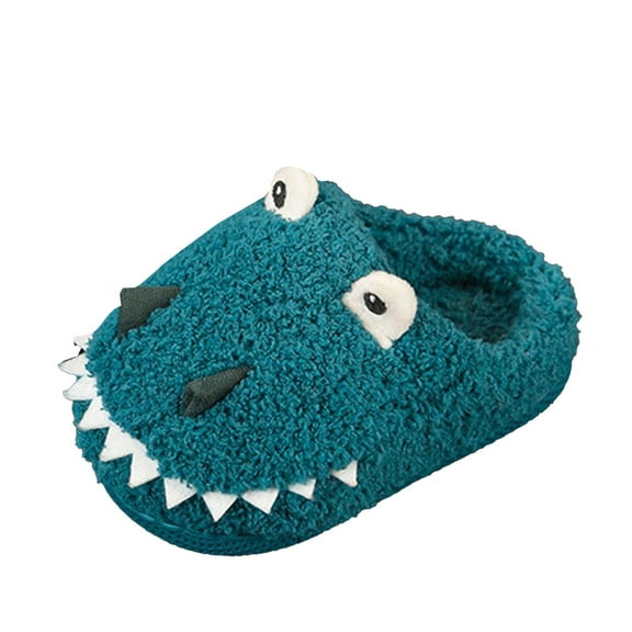 Akiihool Little Boys Slippers Boys Home Slippers Warm House Slippers for Toddler Lined Winter Indoor Shoes (Blue,13 lnfant)