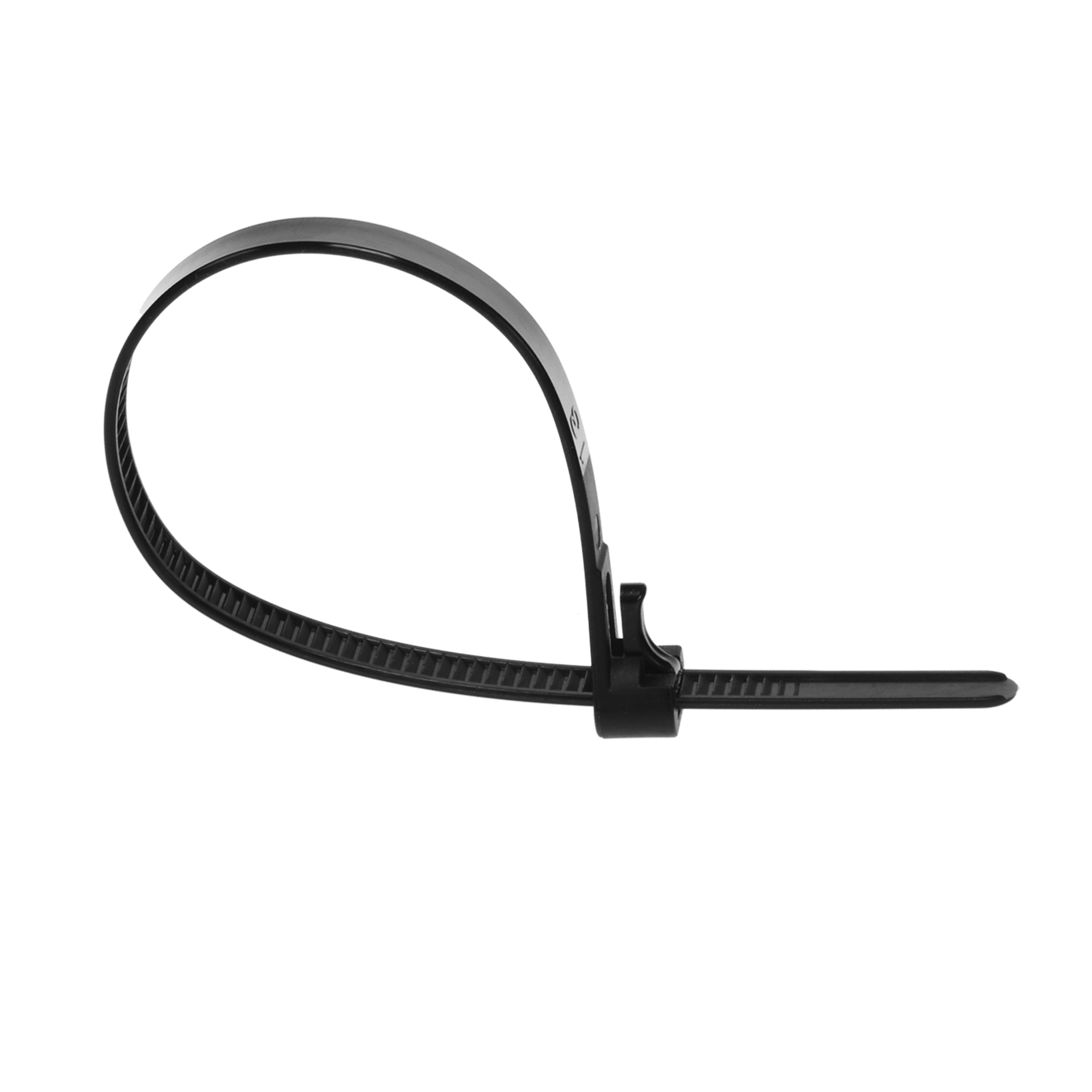 8" Reusable Cable Zip Ties Releasable Adjustable Tab Black Nylon 45 lb. Tensile Strength 25