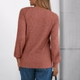 thumbnail image 4 of Blouse for Women Plus Size Lace Long Sleeved Round-Neck Solid Color Patchwork T-Shirt Pullover Blouse Watermelon Red XXL, 4 of 5