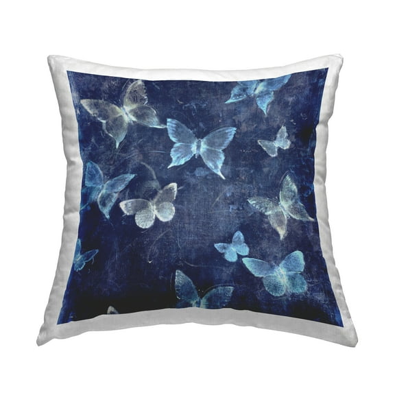 Stupell Industries Abstract Blue Butterflies Pattern Square Decorative Printed Throw Pillow, 18 x 18,