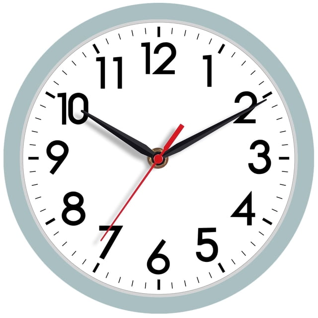 Reloj de pared AKCISOT de 20 cm, silencioso, funciona con pilas, azul y gris