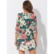 thumbnail image 4 of Vestido camisero vintage Allegra K con mangas 3/4 y cuello En V con estampado floral y botones para mujer Verde oscuro S, 4 of 5