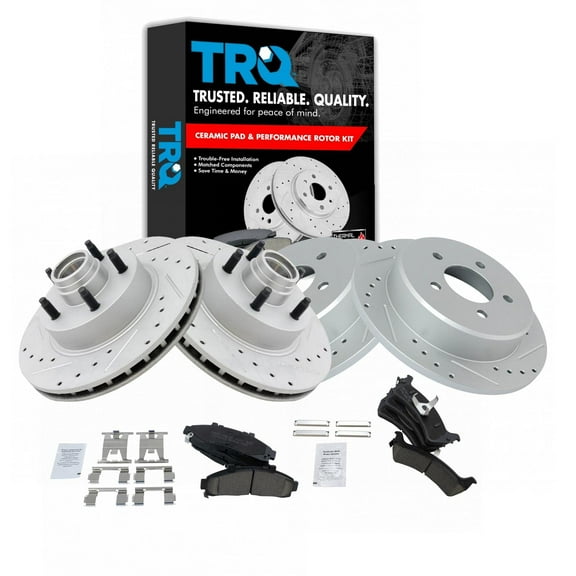TRQ Front and Rear Performance Brake Pad & Rotor Kit Brake Pads Brake Rotors Set Ceramic Premium G-Coated Fits Select 1995-2001 Ford Explorer 1998-2002 Ranger 1997-2001 Mercury Mountaineer