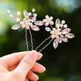 thumbnail image 2 of Bride Wedding Hair Pins Silver Crystal Bridal Hair Accessories Pearl Flower Hair Pieces for Women and Girls(Pack of 2) (Silver), 2 of 4