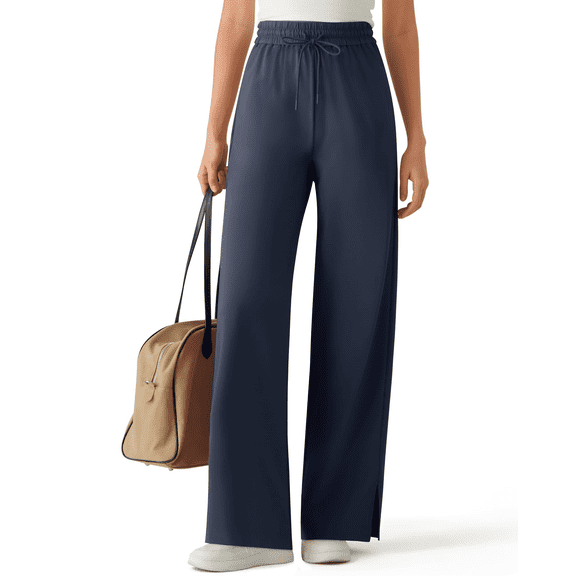 G4Free Chillwhisp Lightweight Drawstring Wide Leg Pants for Women Side Slit Flowy Palazzo Pants Summer Casual