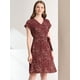 thumbnail image 3 of Vestido A Media Pierna Allegra K Boho con Cuello En V y Manga Flutter borgoña XS, 3 of 6