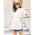 thumbnail image 6 of Ekouaer Maternity Shirts Short Sleeve Pregnancy Tops T Shirt Split Side Casual Crewneck Pregnant Tunic Tee Blouses Clothes White Medium Off-white M, 6 of 7
