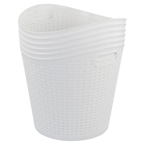 Round Plastic Laundry Baskets, White Clothes Hamper, Pack of 6