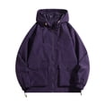 thumbnail image 2 of Maoxin Men Jacket Men's Stitching Drawstring Hooded Slim Fashion Jacket Coat Outwear Jackets for Men , Purple , 3XL, 2 of 7