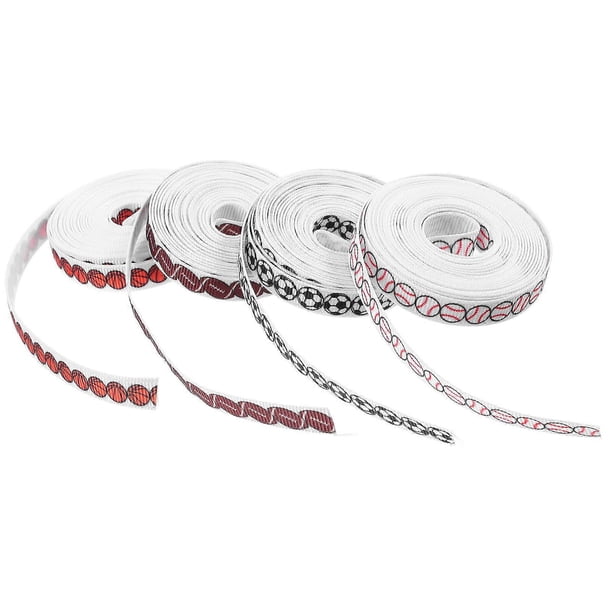 Sports Balls Craft Ribbons For Gift Wrapping DIY Enthusiasts 4500mm Assorted Color Baseball Ribbon 4 Rolls