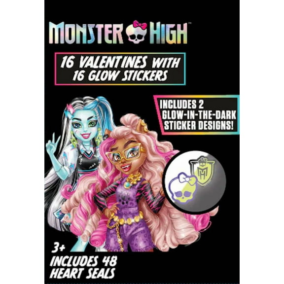 Monster High 16 Valentines Cards with Glow Stickers