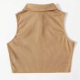 thumbnail image 5 of Chaleco sin mangas con cuello abotonado y ribeteado - Cuello elegante, textura ribeteada, ideal para combinar en verano, 5 of 5
