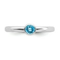 thumbnail image 4 of 925 Sterling Silver Stackable Expressions High 4mm Round Blue Topaz Ring Size: 10; for Adults and Teens; for Women and Men, 4 of 5