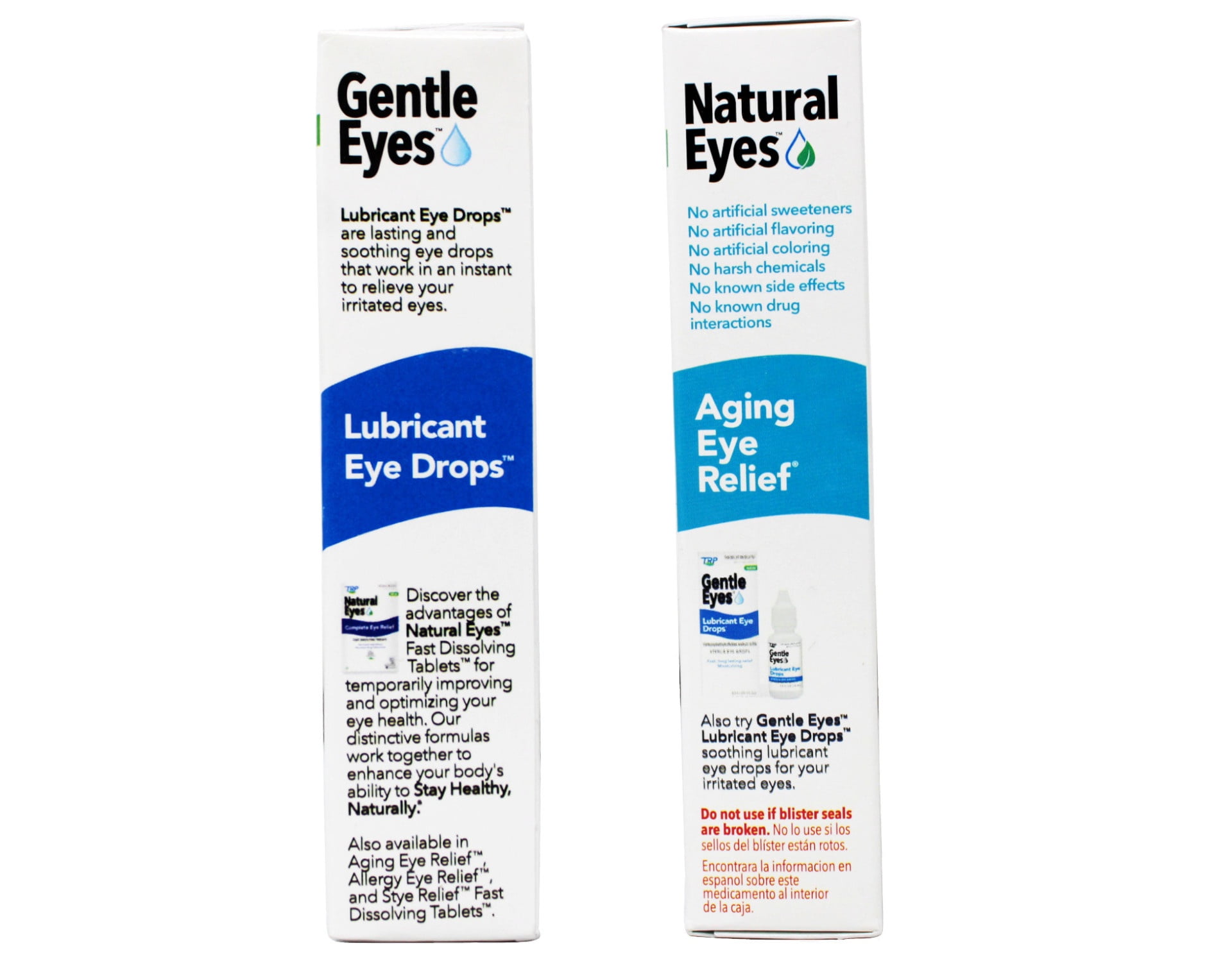 TRP Gentle Eyes Lubricant Eye Drops, Fast Long Lasting Relief, Moisturizing, 0.5 fl oz & Natural Eyes Aging Eye Relief Fast Dissolving Tablets for Eye Health, Poor Night Vision. 48 Count