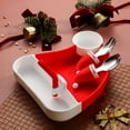 thumbnail image 4 of Vrorvz Thanksgiving Dinnerware Sets Christmas Plates 304 Stainless Steel Spoon and Fork Gift Box Set with Suction Carrot Shaped Handles Removable Straw for Holiday Meals 9.3in Red, 4 of 4