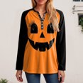 thumbnail image 5 of Godom Women's Halloween Long Sleeve V Neck Shirt Funny Graphic Top Fall Casual Loose Holiday T-Shirt, 5 of 7