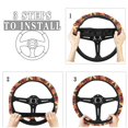 thumbnail image 4 of COEQINE Auto Steering Wheel Cover for Women Men, Universal 15 Inch Soft Elastic Steering Wheel Wrap Anti-Slip Easy to Install Car Accessories, Aztec Geometric Horse Orange, 4 of 7