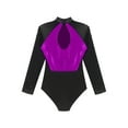 thumbnail image 6 of inhzoy Women's Metallic Gymnastic Leotard Bodysuit Tops Party Performance Dancewear Purple L, 6 of 7