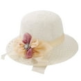 thumbnail image 2 of Mixed Straw Hats for Women | Assorted Summer Hats for Travel, Resorts & Poolside Under 5$, Hontri Sunshade Hat Children's Korean Summer Beach Hat , White, One Size, 2 of 3