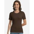 thumbnail image 3 of Womens Scoop Neck T Shirts Basic Ribbed Tees Fitted Tshirt Plain Short Sleeve Tops Casual, 3 of 6