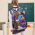 thumbnail image 7 of FORMRS Unisex School Backpack 17" Student Travel Bag with Laptop Compartment, Purple Simple Triangles, 7 of 7
