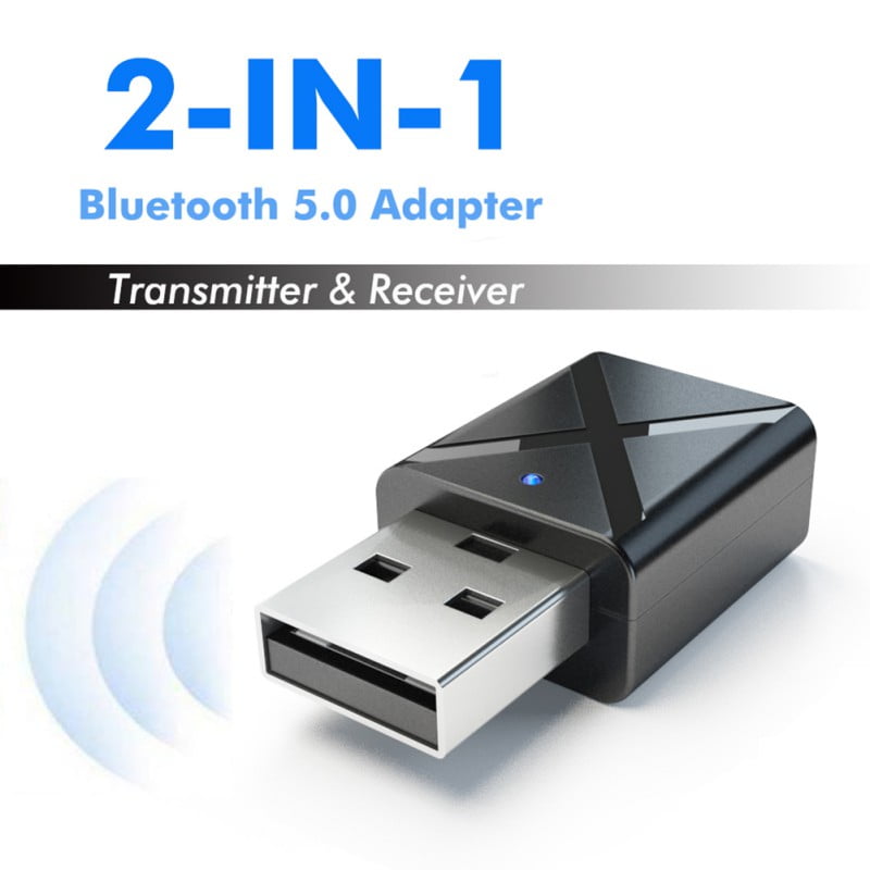 Bluetooth 5.0 Transmitter Receiver 2 IN 1 Wireless Audio 3.5mm USB Aux Adapter 