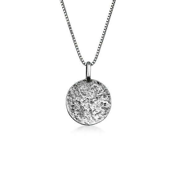 KUZZOI KUZZOI Men 0.22" Coin Pendant Necklace Curb Chain 925 Silver