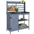 thumbnail image 3 of Outsunny Wooden Potting Bench, Outdoor Potting Table with Storage Cabinet, Storage Shelves, Sink, Water Tap for Backyard, Patio, Balcony, Gray, 3 of 10