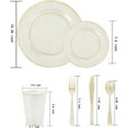 thumbnail image 3 of 175 Pieces Gold Glitter Plastic Plates with Silverware and Cups, Includes: 25 Dinner Plates 10.25”, 25 Dessert Plates 7.5”, 50 Forks, 25 Knives,25 Spoons and 25 Cups for Party, 3 of 11