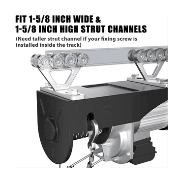 2Pcs Hoist Trolley for PA200-1000 Electric Hoist, 8 Wheels Trolley Assembly for 1-5/8Inch Strut Channels