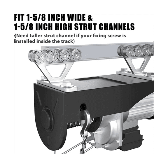 2Pcs Hoist Trolley for PA200-1000 Electric Hoist, 8 Wheels Trolley Assembly for 1-5/8Inch Strut Channels