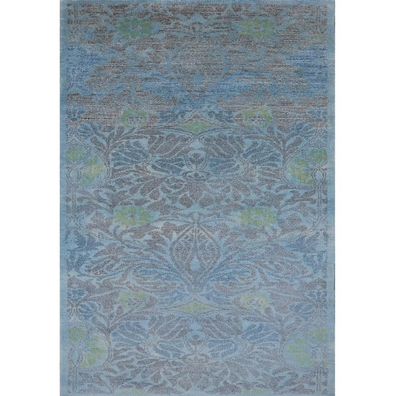 Ahgly Company Machine Washable Indoor Rectangle Industrial Modern Columbia Blue Area Rugs, 7' x 10'